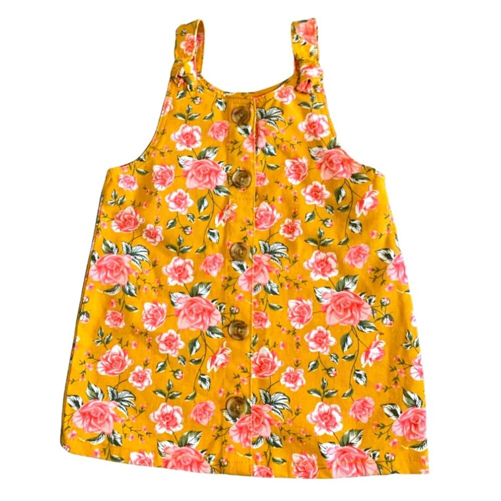 Little Lass Mustard Overall Dress 2T